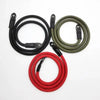 A set of adjustable camera and DSLR shoulder straps in black, olive green, and red.