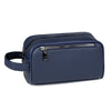 Pochette pour homme en cuir PU bleu marine avec fermeture éclair et sangle.