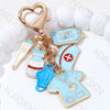 Gold and blue cartoon infusion pump thermometer keychain for medical professionals