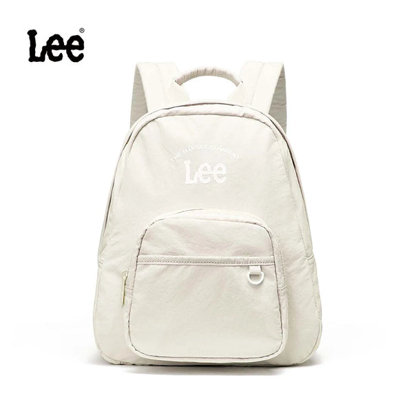 A beige Lee daypack with a tablet compartment is shown against a white background.