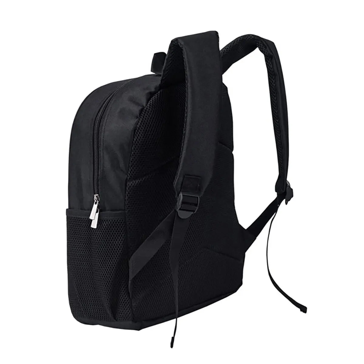 Black cartoon print backpack for kids with a shoulder strap