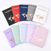 A collection of elegant PU leather passport holder wallets in various colors including black, red, blue, gray, and pink.