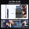 Ultra Slim minimalist metal card holder with an expandable backplate shown in various contexts.