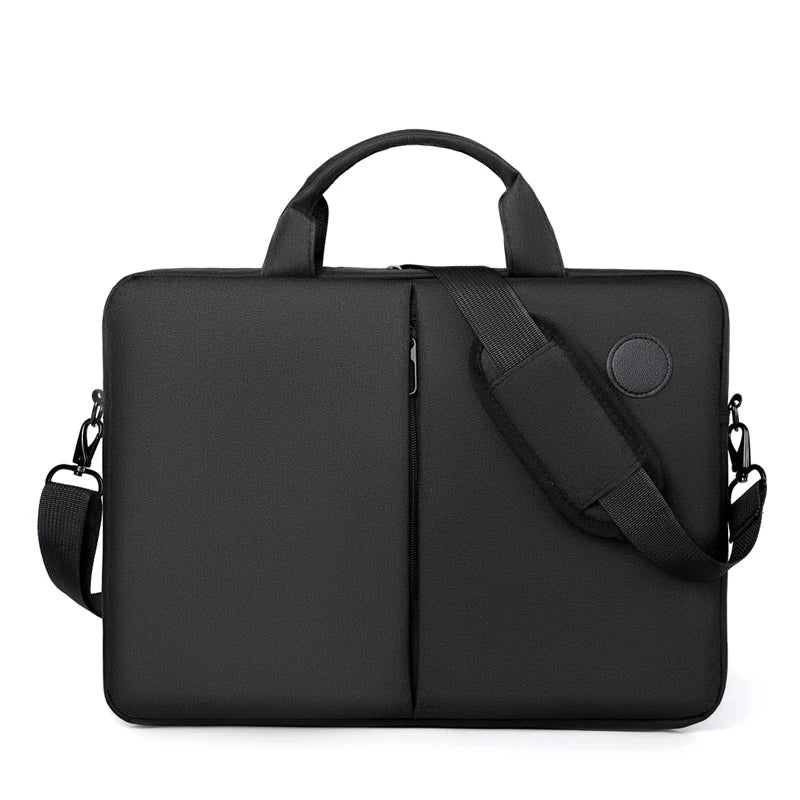 Black slim commuter laptop briefcase with a handle and zippered compartment.