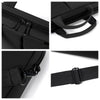 Black slim commuter laptop briefcase showing various zipper and strap details.