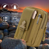 Olive green tactical EDC waist pouch featuring waterproof and wear resistant material with multiple compartments