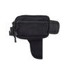 Black tactical concealed carry waist pack with a zippered pouch and adjustable strap.