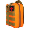 Orange and tan waterproof tactical waist pack first aid kit bag with a red cross emblem
