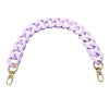 A purple acrylic chunky chain shoulder strap for a handbag.