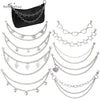 Black leather shoulder bag with multiple layers of silver metal chain straps and charms