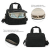 Black quilted mommy bag with a zippered pocket and an insulated bottle holder for maternity or hospital use