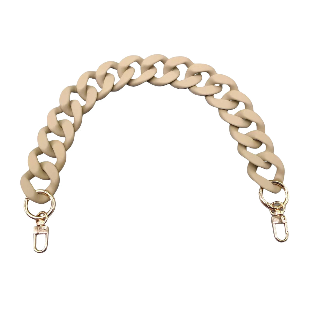 A beige acrylic chunky chain shoulder strap for a handbag.