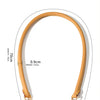 A close-up view of a tan genuine cowhide leather shoulder strap measuring 70cm long and 0.9cm wide.