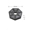 Black 7-day weekly pill organizer with a hexagonal design and a portable travel case.