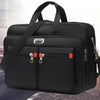 Black men's durable oxford briefcase with multiple compartments and a shoulder strap