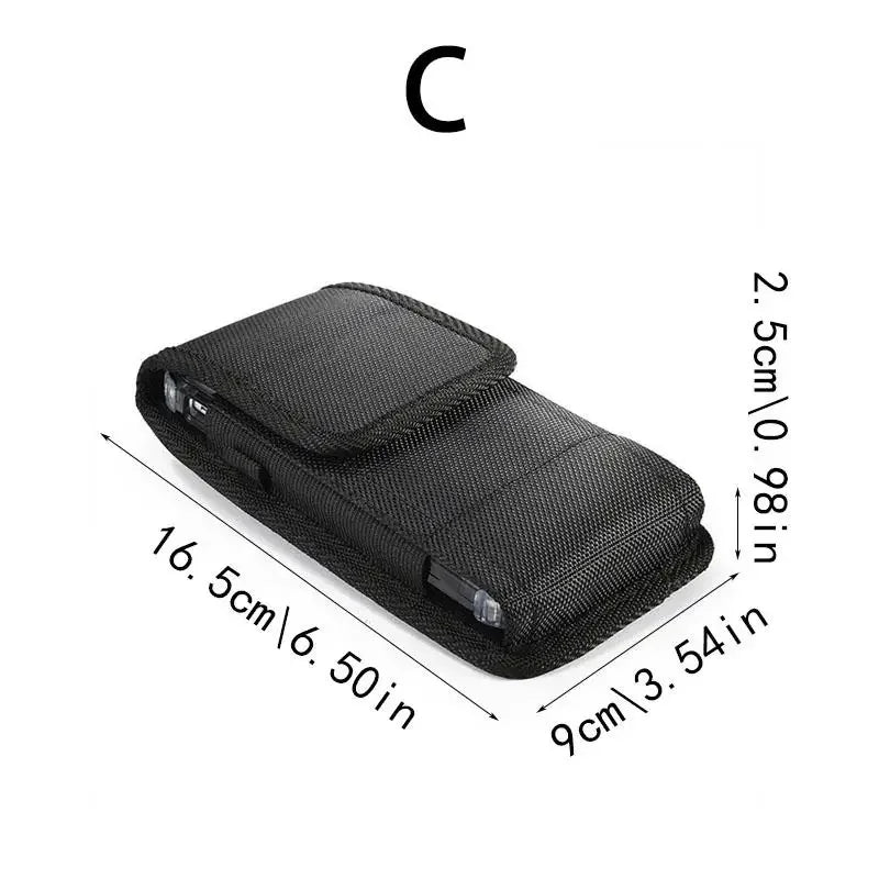 Black universal phone belt clip pouch with dimensions 16.5cm x 50in and 9cm x 3.54in