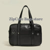 Black waterproof PU leather student messenger bag with silver hardware