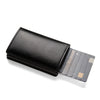 A black minimalist RFID blocking wallet with multiple cards visible.
