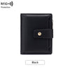 Black RFID blocking bi-fold card holder wallet.