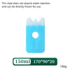 A clear blue reusable ice pack with a circular hole, described as a style that does not require water injection and can be di