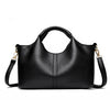 Black luxury soft leather women's tote bag with gold hardware