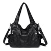 Schwarze Vintage Soft PU Lederhandtasche mit Klappverschluss und Kettenriemen