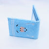 Light blue embroidered fabric wallet with a cute animal design