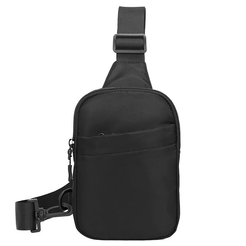 Bolso cruz tipo sling negro multifuncional con correa ajustable y bolsillo