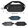 A set of three RFID blocking anti-theft money belts in black, blue, and gray.
