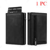 Black slim RFID-blocking aluminum card holder wallet with a zipper closure