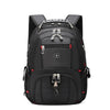 Mochila de viaje grande para hombre suiza negra con múltiples compartimentos y hebillas