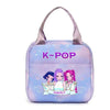 A purple insulated backpack featuring a K-Pop theme with a star design.