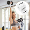 A woman lifts a dumbbell while wearing athletic wristbands, with an inset showing the wristbands.