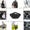A black men's adjustable waist bag with a 4-zip belt shown in various contexts.