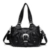 Schwarze Vintage Soft PU Leder Schultertasche mit silberner Hardware