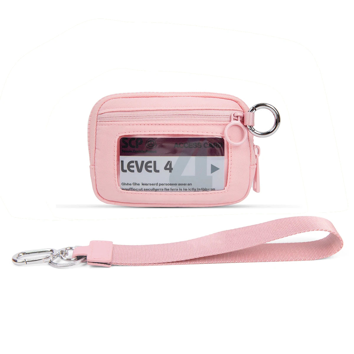 Pink Iris checkered wallet with an ID window and a pink strap