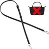 Black durable leather crossbody strap with a rectangular black pouch featuring a red cross design