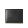 A dark gray men's bifold retro cowhide leather wallet.