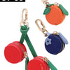 Three red cherry fruit shape coin purse keychains in red and green colors