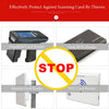 Various card readers including handheld, desk RFID, remote, and NFC readers are shown with a STOP sign.