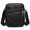 Black waterproof PU leather sling bag with a zippered pocket and adjustable strap.
