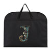 Black fabric dust cover and storage bag with a gold letter J embroidered on it.