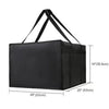 Black insulated non-woven pizza delivery bag with black carrying straps