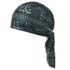 Black and teal paisley print adjustable pirate style sports headband