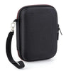Black portable hard case for handheld consoles with a black strap and silver clasp.