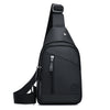 Black men's adjustable chest crossbody sling bag with a black strap