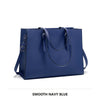 A navy blue large capacity laptop tote bag with a crocodile texture.