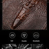 Close-up of brown crocodile pattern cow leather texture showing soft durable and breathable qualities