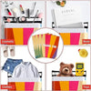 Collection de sacs d'envoi auto-scellants à motifs floraux, organisés en compartiments séparés pour cosmétiques, livres, tiss