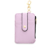 A light purple silicone PU leather key chain wristlet wallet with a gold-tone clasp.